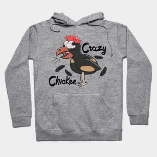 Crazy Shocked Farm Chicken Funny Cartoon Black Hoodie